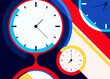 Banner with abstract watches. Placard design in flat style.