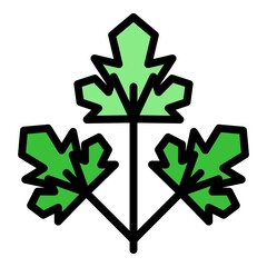 Sticker - Parsley leaf icon. Outline parsley leaf vector icon color flat isolated