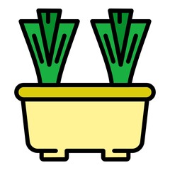 Poster - Pot chives icon. Outline pot chives vector icon color flat isolated