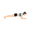 Woman doing Forearm plank exercise. Flat vector 