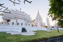 Wat Rong Khun, Wat Phra Kaew. Famous White Temple In Chiang Rai, Thailand.