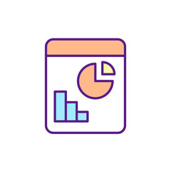 Sticker - Economy graph RGB color icon. Business chart. Financial data visualization. Economic analysis and statistics. Column chart. Circle diagram. Isolated vector illustration. Simple filled line drawing