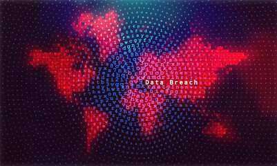 Cyber attack background with map of the world. Hacking concept illustration