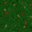 © elinka_art - Vector seamless pattern with green pine branches.
