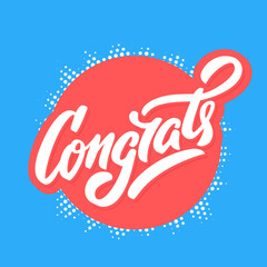 Canvas Print - Congrats. Greeting card. Vector handwritten lettering.