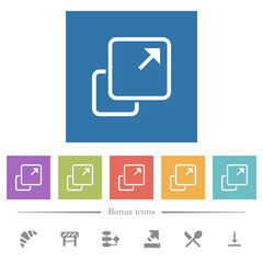 Sticker - Extend element outline flat white icons in square backgrounds