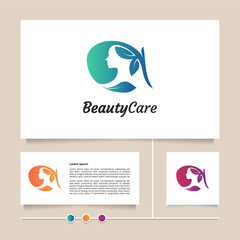 Wall Mural - beauty in nature vector logo design usable for beauty salon, hair treatment, beauty care center, ski