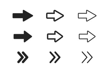 right arrow icon. simple vector symbol. forward icon set. white background. navigation pointer. vect