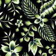 beautiful night background vector design with green abstract frangipani flowers and tropical banana palm leaves plants and foliage. jungle wallpaper illustration. fashionable print texture. Exotic 