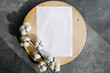 © Irina - white sheet of paper on a wooden background with cotton. mockup. letter template