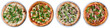 different pizza set for menu. Meat pizzas collection of classic italian pizza chains isolated on a white background