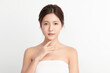 © kitthanes  - Beautiful young asian woman with clean fresh skin on white background, Face care, Facial treatment, Cosmetology, beauty and spa, Asian women portrait.