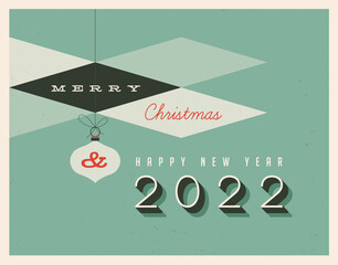 Vintage style 2022 greetings card - Vector EPS10. Grunge effects can be easily removed for a brand new, clean sign.