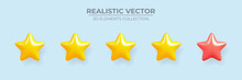 Glossy Yellow And Pink Stars. Customer Rating Feedback About Your Account Or Website. 3D Realistic Vector Design Of Objects You Can Use For Mobile Applications. Vector Illustration