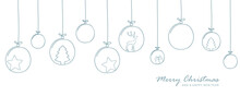 Christmas Card With Tree Balls Decoration On White