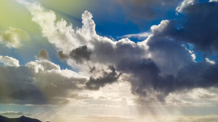 Sticker - Panoramic aerial view of morning sky from flying drone.