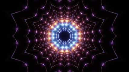 Wall Mural - 3d rendering of cool futuristic kaleidoscope patterns in vibrant purple and black colors