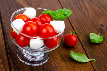 Poster - Caprese salad in glass. Studio Photo.