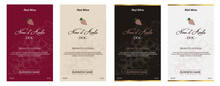 Red And White Wine Label. Special Collection Best Quality Grape Varieties And Premium Wine Brand