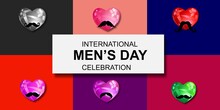 International Men's Day Background Vector With Mustache Heart Patterns