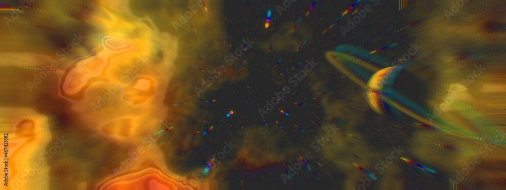 Futuristic neon retro wave background with saturn glitch Saturn planet ...