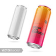 White glossy drink can mockup. Vector illustration.