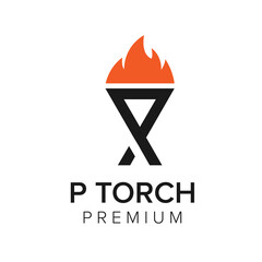 Wall Mural - letter P torch Logo icon vector template