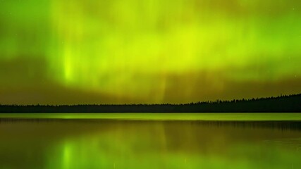 Wall Mural - dramatic aurora flash and flicker in the sky and reflecting on water and ice. colors include green, 