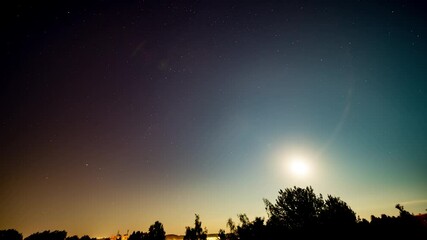 Wall Mural - Full moon and stars on night sky time lapse