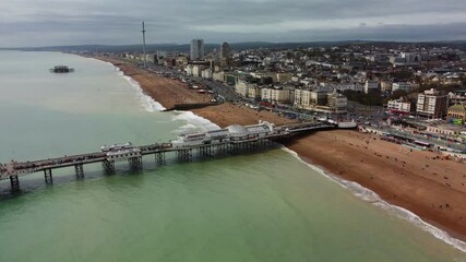 Wall Mural - Brighton Pier, UK - Aerial panoramic view