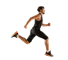 Wall Mural - Sporty man running isolated