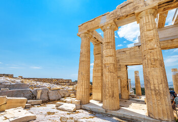 Poster - Ancient Greek ruins of Propylaea Palace on Acropolis, Athens, Greece