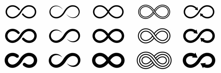 infinity design logo icon set. infinity symbols collection. eternal, limitless, endless, life. symbo