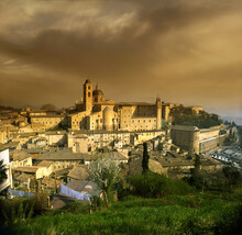 A View Of The Town Of Urbino, Marche Region In Italy, UNESCO World Heritage