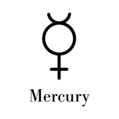 Planet alchemy symbols. Mercury sign icon. Isolated outline vector simple pictogram on white background