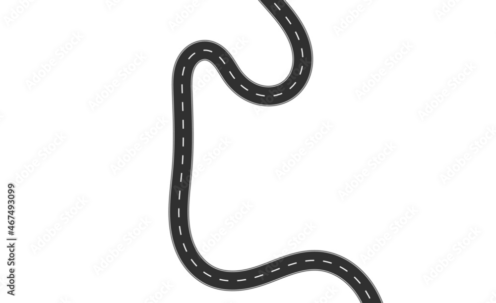 Roadway journey to the future. Asphalt street isolated on white background. Symbols Way to the goal of the end point. Path mean successful business planning Suitable for advertising and presentstation