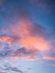 Wall Mural - beautiful blue sky and orange clouds in morning background.