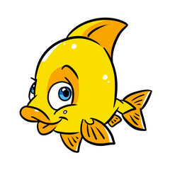 Wall Mural - Small yellow fish character illustration cartoon