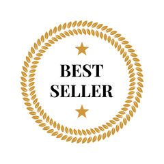 Wall Mural - Best seller award icon badge, top quality logo, premium emblem stamp with laurel wreath