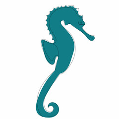 Wall Mural - seahorse, sketch in isolation, vector