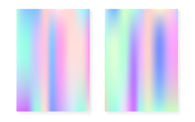 Wall Mural - Holographic cover set with hologram gradient background.