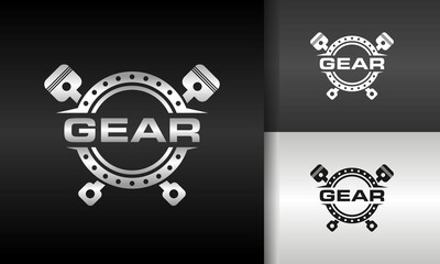 Wall Mural - simple gear piston emblem logo