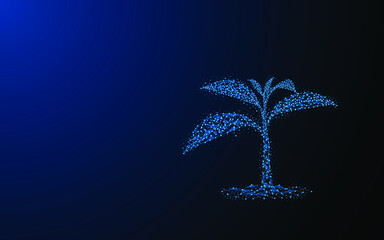 Fototapete - Growing seedlings. Digital low poly wire mesh style design with network access point. vector illustration
