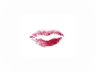 Pink lips lipstick against white background