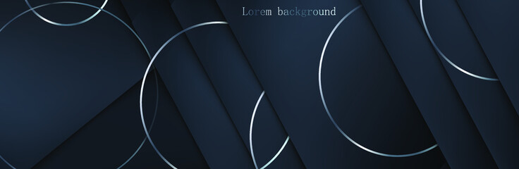 Wall Mural - dark blue geometric background. rings and circles. vector illustration