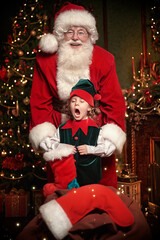 Poster - sleepy elf and santa