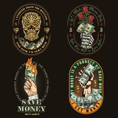 Sticker - Money colorful vintage prints