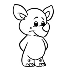  Little rhino cub character animal illustration cartoon coloring