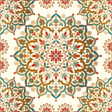 Seamless Pattern With Mandala Ornament. Traditional Arabic, Indian Motifs. Great For Fabric And Textile, Wallpaper, Packaging Or Any Desired Idea.