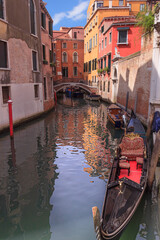 Wall Mural - Gondola in picturesque Venice Canal. Venice, Italy.